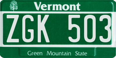 VT license plate ZGK503