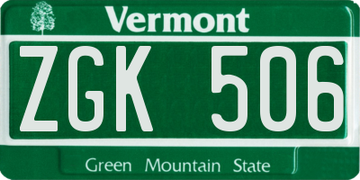 VT license plate ZGK506