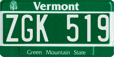 VT license plate ZGK519