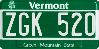 VT license plate ZGK520