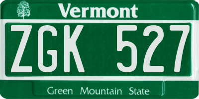 VT license plate ZGK527