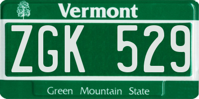 VT license plate ZGK529