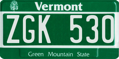 VT license plate ZGK530