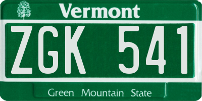 VT license plate ZGK541
