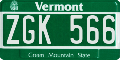 VT license plate ZGK566