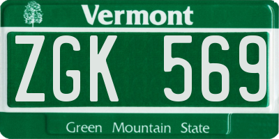 VT license plate ZGK569