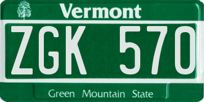 VT license plate ZGK570