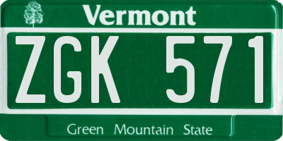 VT license plate ZGK571