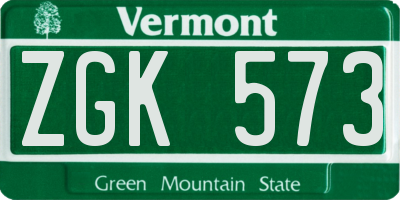 VT license plate ZGK573