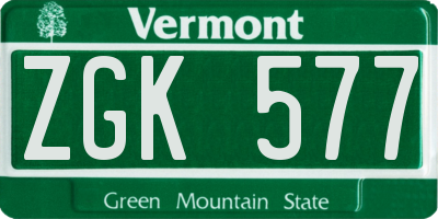 VT license plate ZGK577