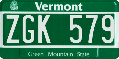 VT license plate ZGK579
