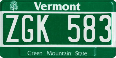 VT license plate ZGK583