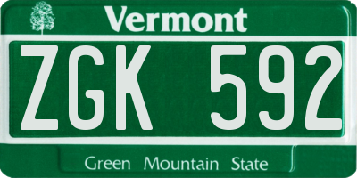 VT license plate ZGK592