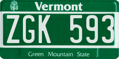 VT license plate ZGK593
