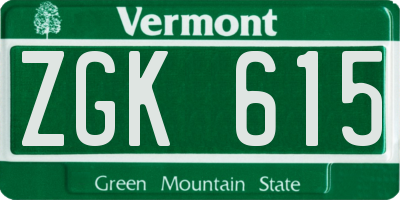 VT license plate ZGK615