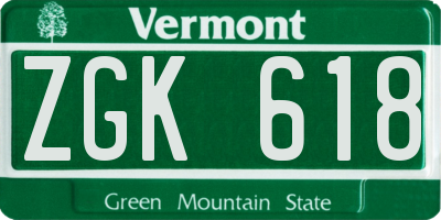 VT license plate ZGK618