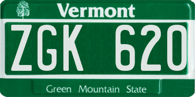 VT license plate ZGK620