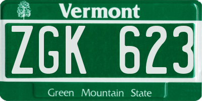 VT license plate ZGK623