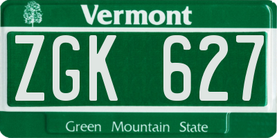 VT license plate ZGK627