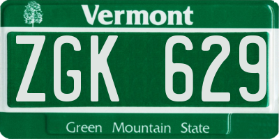 VT license plate ZGK629