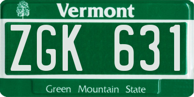 VT license plate ZGK631