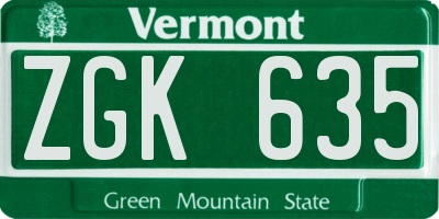 VT license plate ZGK635