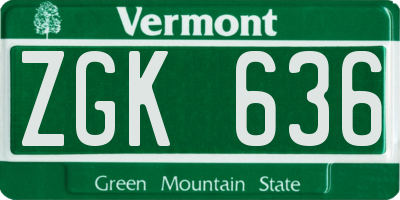 VT license plate ZGK636