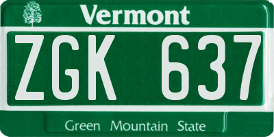 VT license plate ZGK637