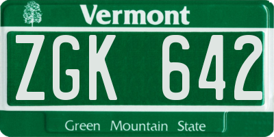 VT license plate ZGK642