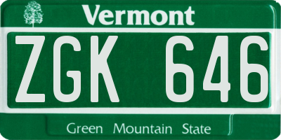 VT license plate ZGK646