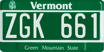 VT license plate ZGK661