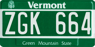 VT license plate ZGK664