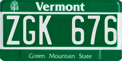 VT license plate ZGK676
