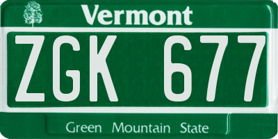 VT license plate ZGK677