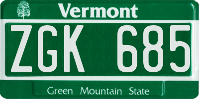 VT license plate ZGK685