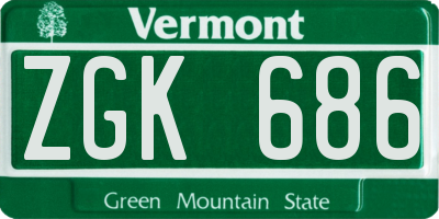 VT license plate ZGK686