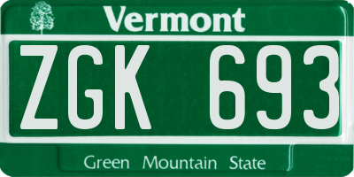 VT license plate ZGK693