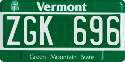 VT license plate ZGK696