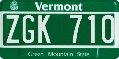 VT license plate ZGK710