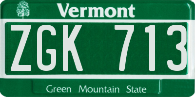 VT license plate ZGK713