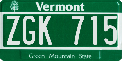 VT license plate ZGK715