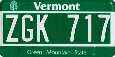 VT license plate ZGK717