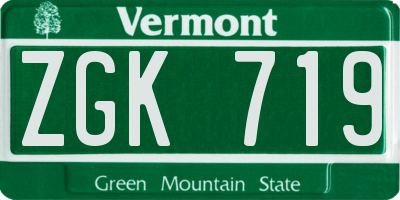 VT license plate ZGK719