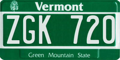 VT license plate ZGK720