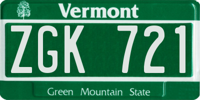 VT license plate ZGK721