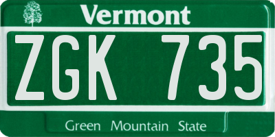 VT license plate ZGK735