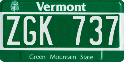VT license plate ZGK737