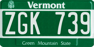 VT license plate ZGK739