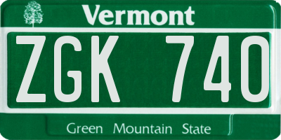 VT license plate ZGK740