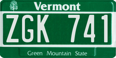 VT license plate ZGK741